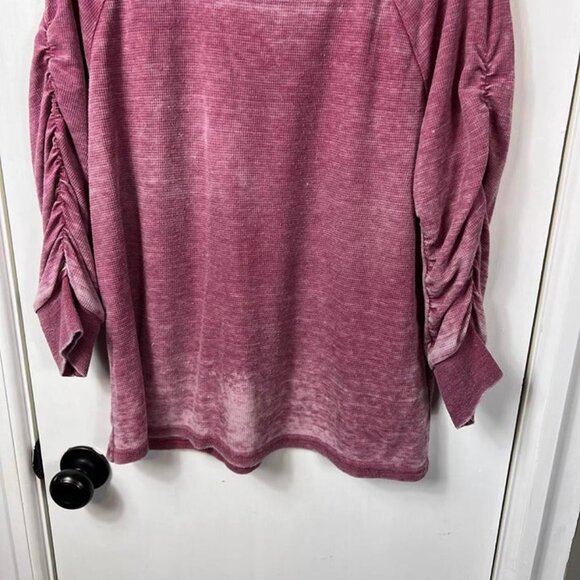 Jane and Delaney Rose Pink Ruched Sleeve Thermal Ombré Tie Dye Top Medium - Picture 4 of 10
